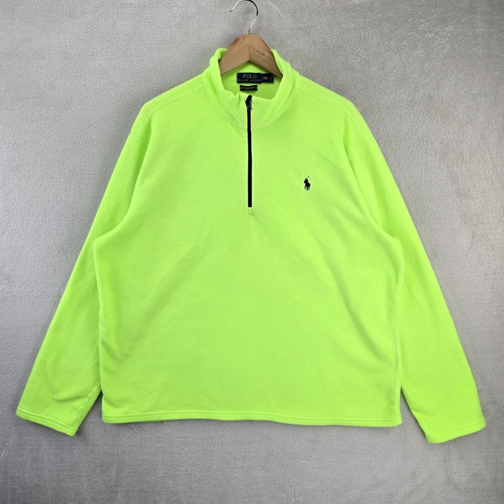 Polo Ralph Lauren Performance Fleece Pullover Mens XXL Neon Green 1/4 Zip